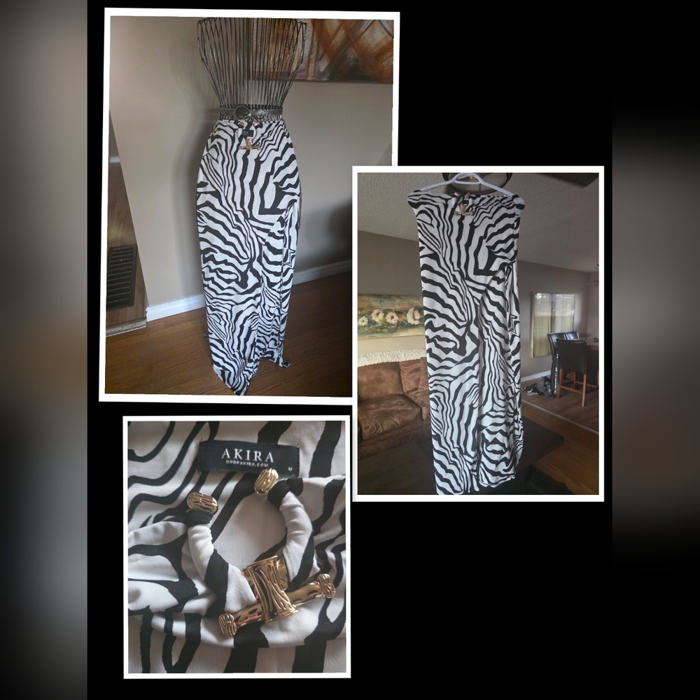 AKIRA Monochrome Zebra Maxi Skirt